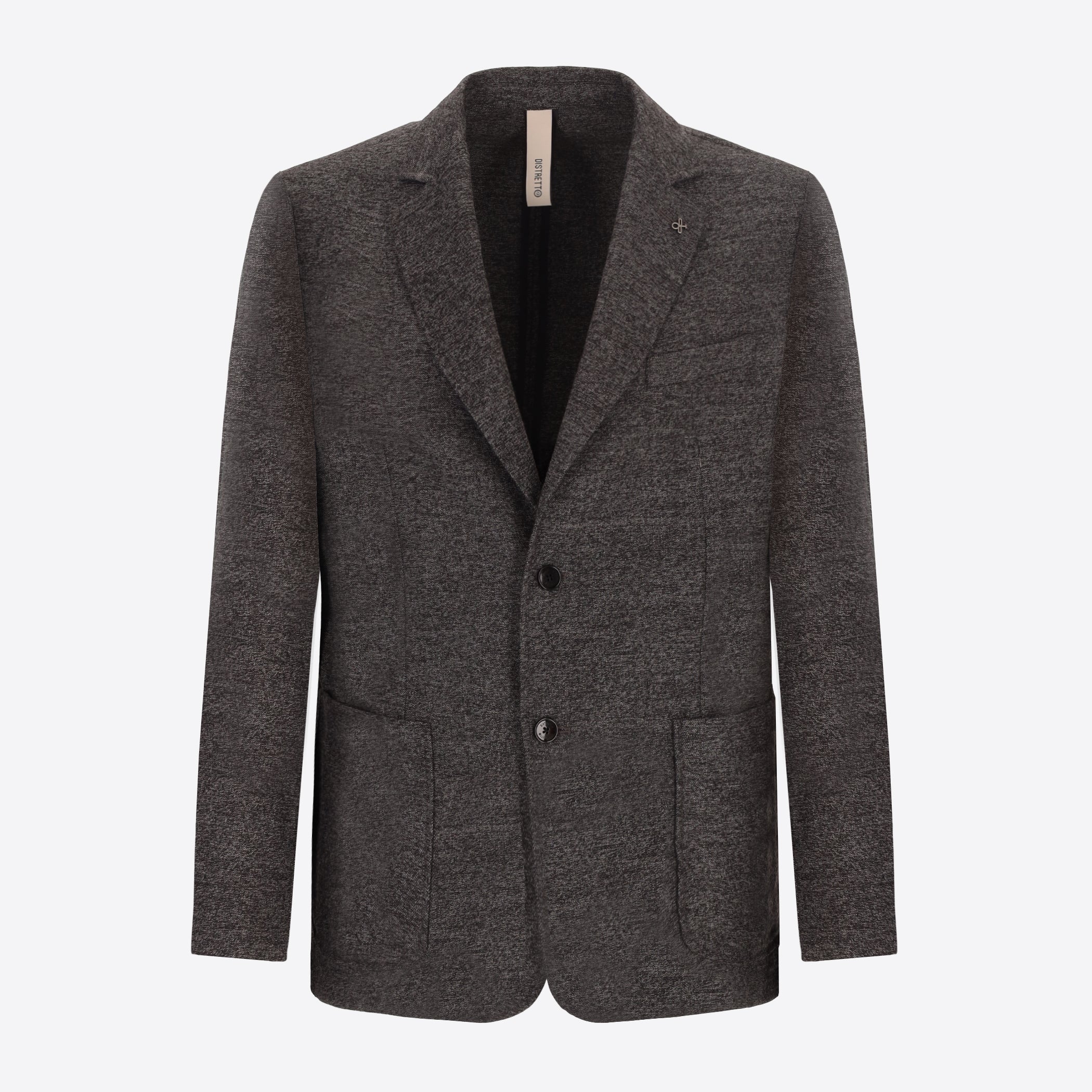Distretto12 Cellini Charcoal Warm-Hand Melange Technical Jersey Jacket - Product Still Life