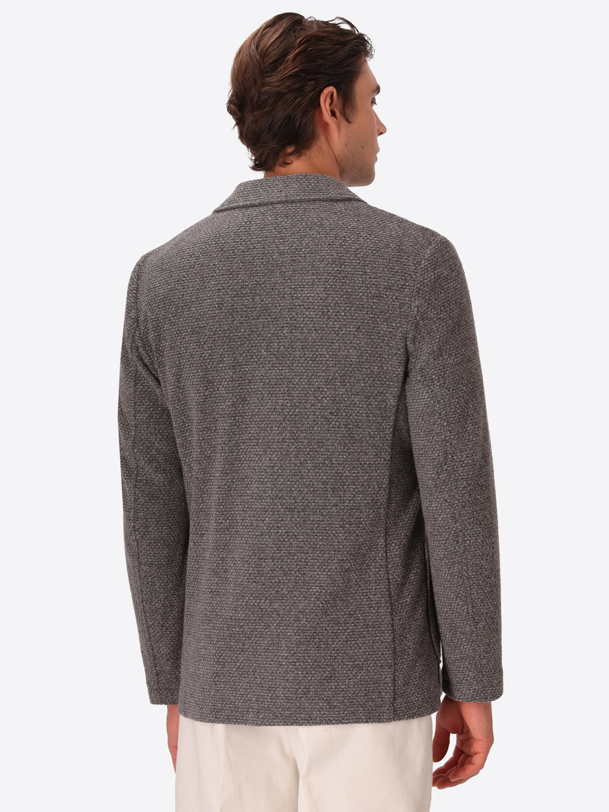 Pad Medium Grey Warm-Hand Super-Comfort Knit Padded Jacket - Model Back View