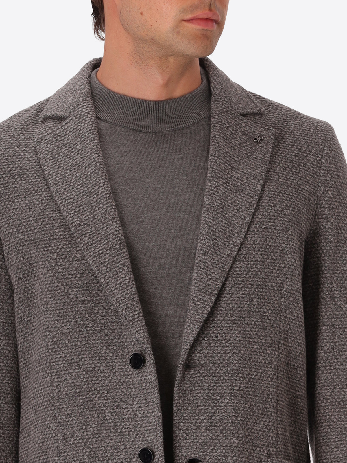 Pad Medium Grey Warm-Hand Super-Comfort Knit Padded Jacket - Close-Up Of The Collar