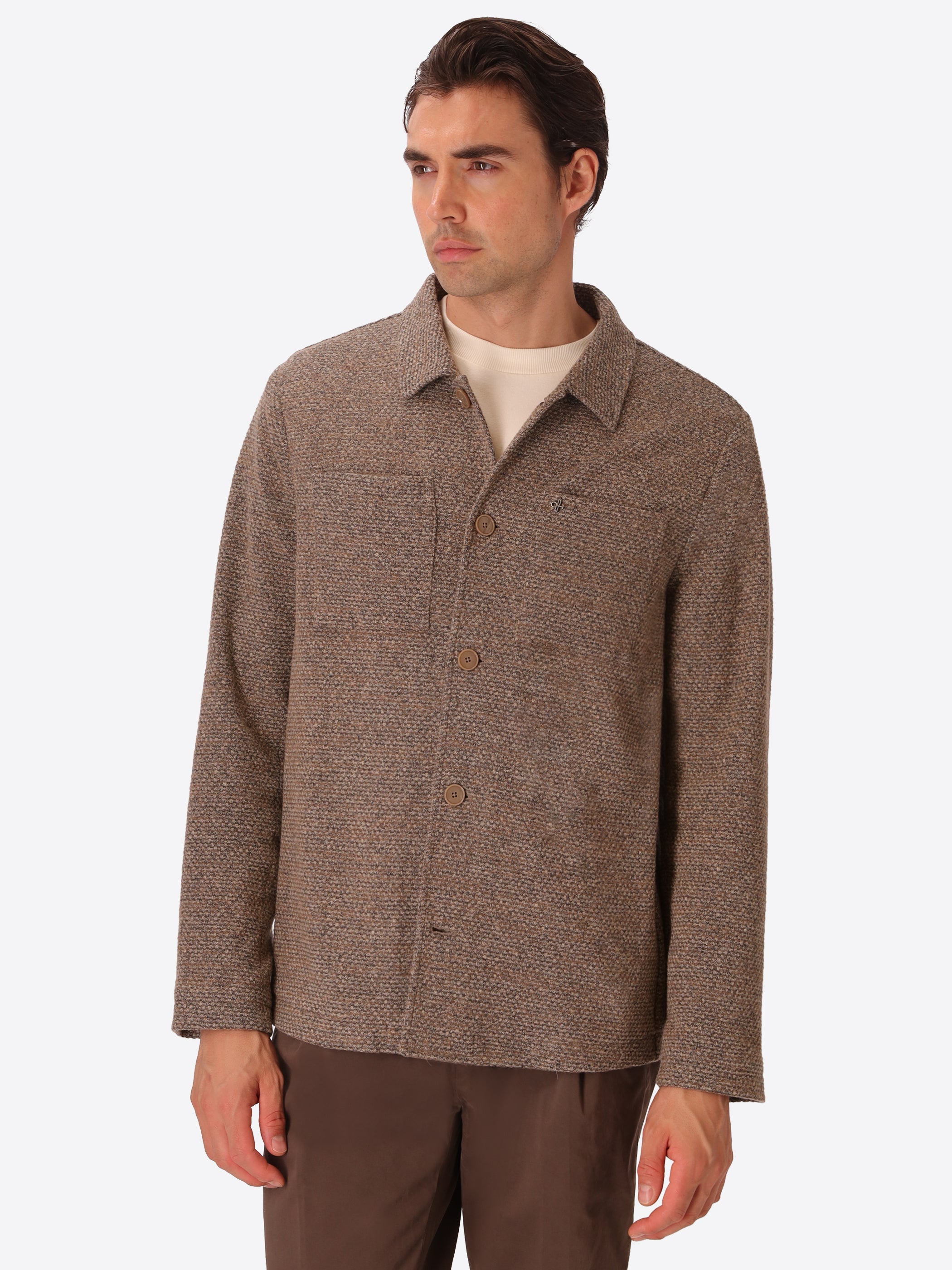 Pad Cacha Warm-Hand Super-Comfort Knit Shirt Jacket - Model Front View