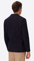 Vangogh Blue Warm-Hand Super-Comfort Knit With Mini-Check Texture Jacket - Model Back View