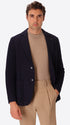 Vangogh Blue Warm-Hand Super-Comfort Knit With Mini-Check Texture Jacket - Model Front View