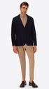 Vangogh Blue Warm-Hand Super-Comfort Knit With Mini-Check Texture Jacket - Model Full Body Shot