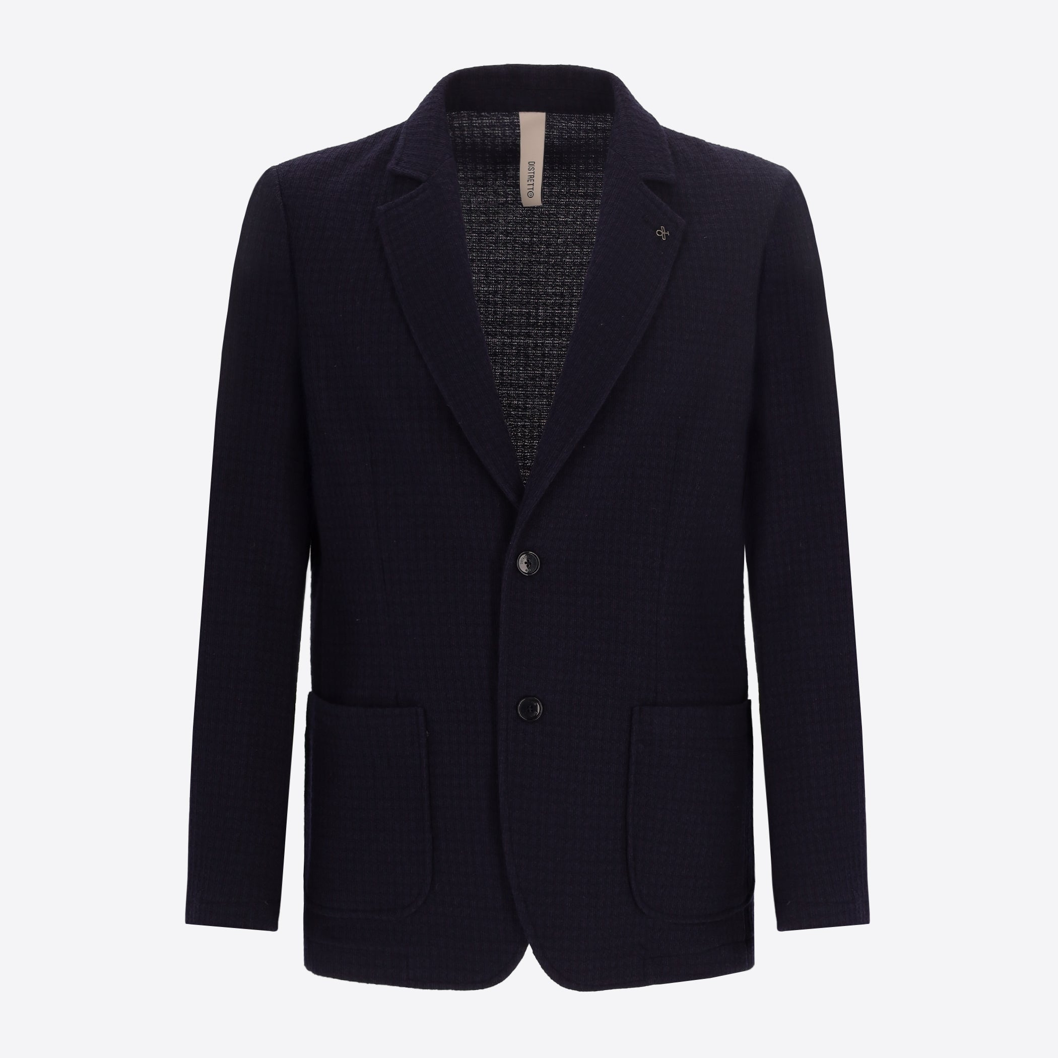 Distretto12 Vangogh Blue Warm-Hand Super-Comfort Knit With Mini-Check Texture Jacket - Product Still Life