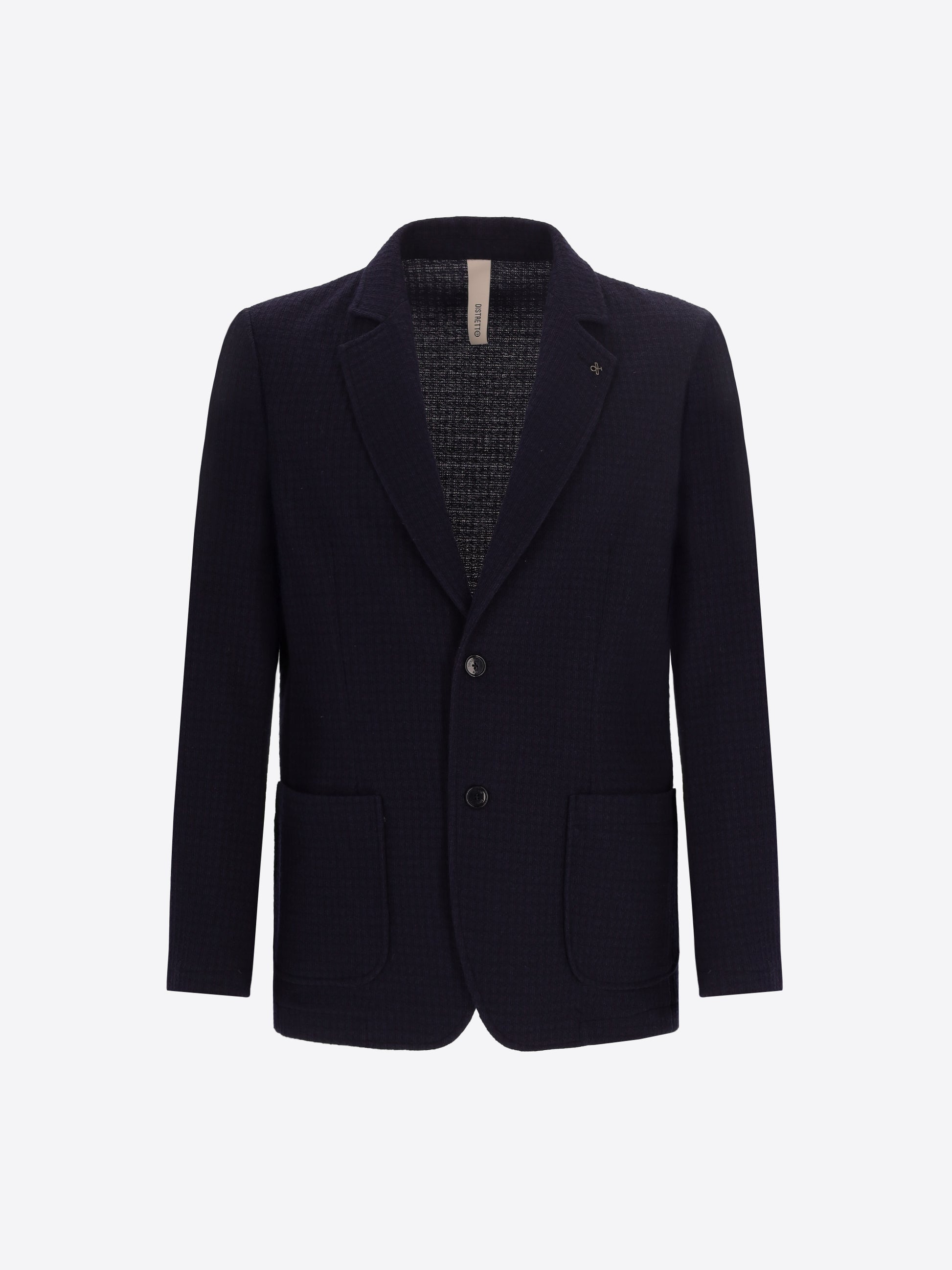 Distretto12 Vangogh Blue Warm-Hand Super-Comfort Knit With Mini-Check Texture Jacket - Product Still Life