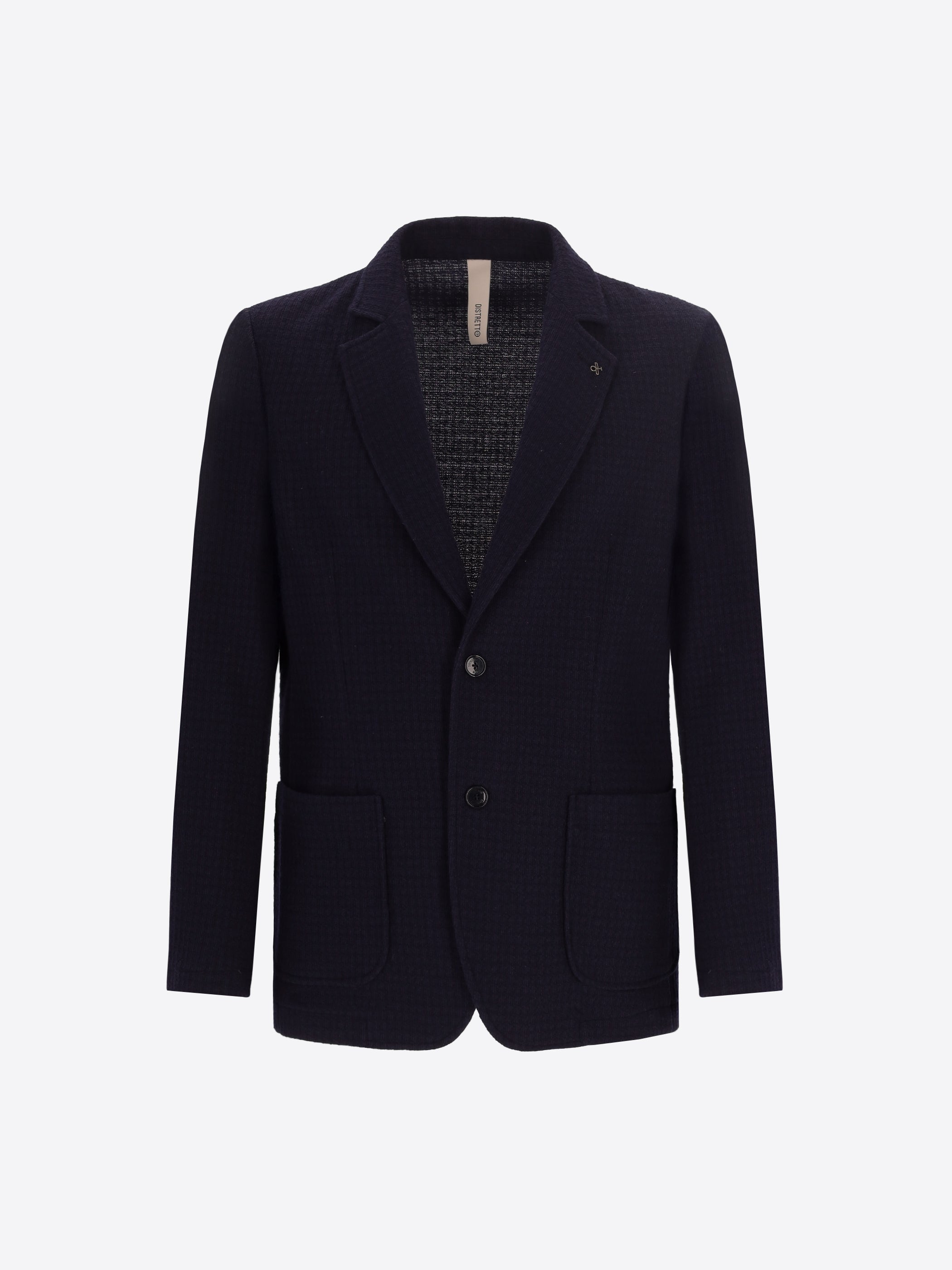 Distretto12 Vangogh Blue Warm-Hand Super-Comfort Knit With Mini-Check Texture Jacket - Product Still Life