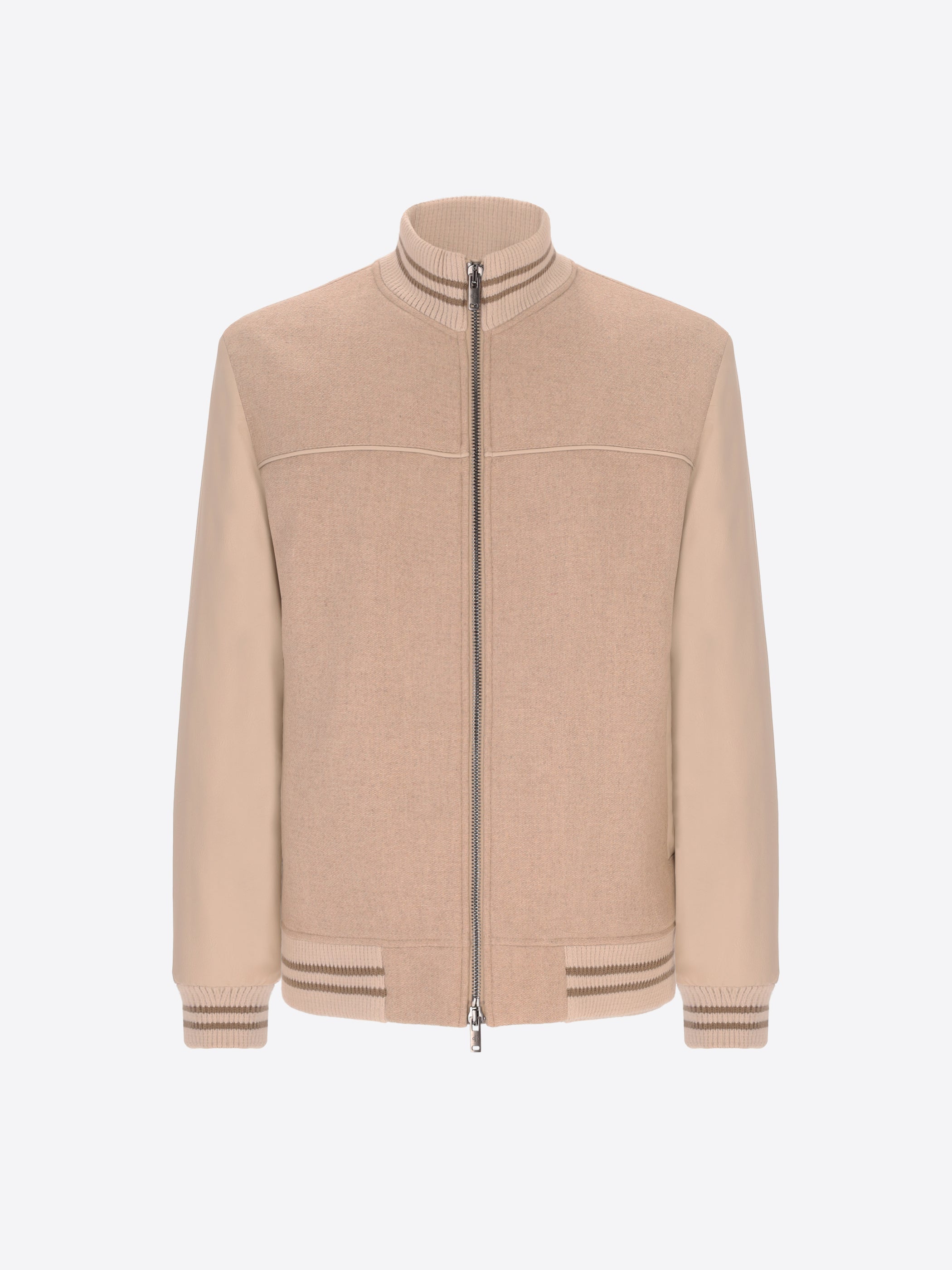 Distretto12 Miraglio Cacha Wool-Blend And Eco-Leather Bomber Jacket - Product Still Life