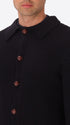 Vermeer Blue Wool-Blend Cable-Knit Cardigan - Close-Up Of The Collar