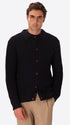 Vermeer Blue Wool-Blend Cable-Knit Cardigan - Model Front View