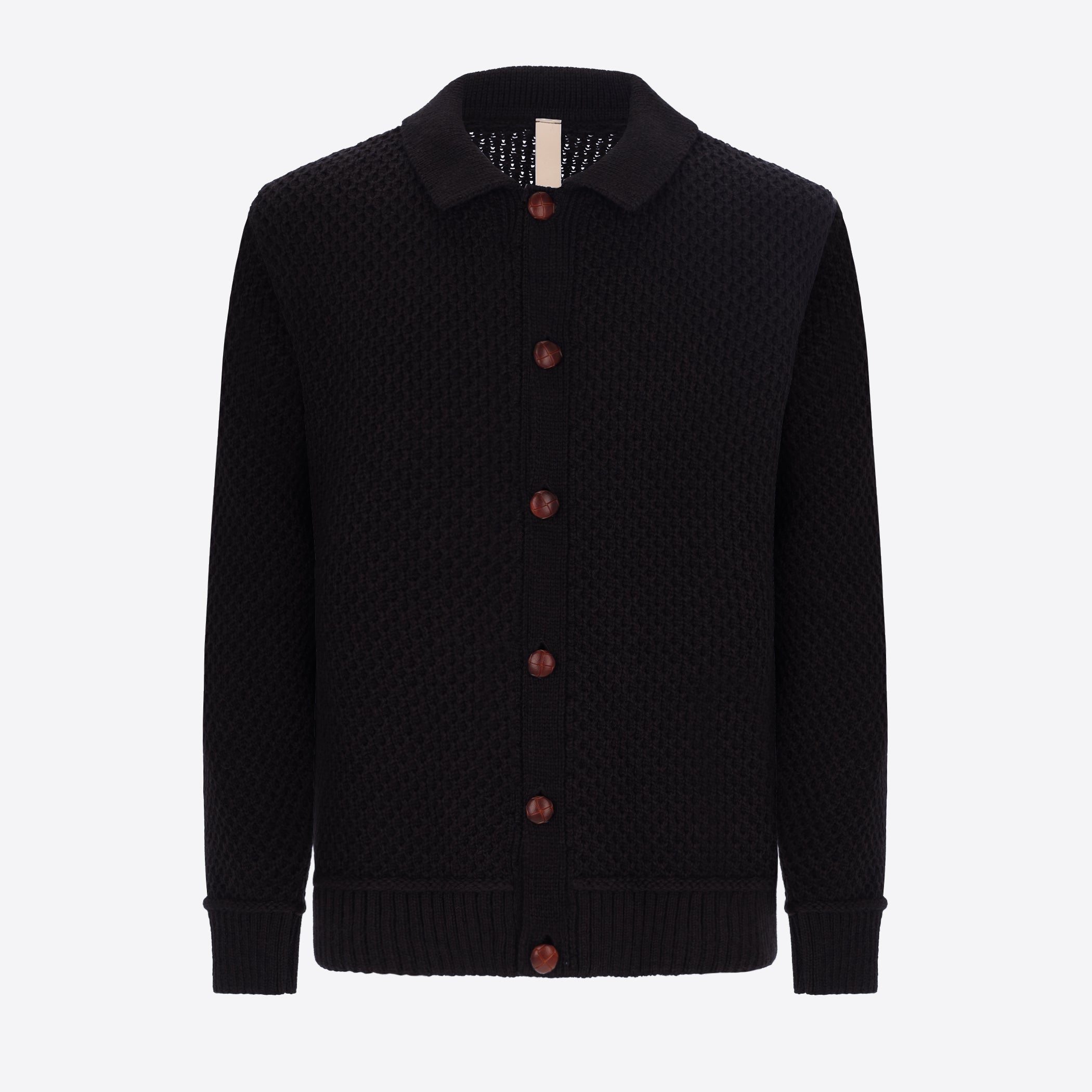 Distretto12 Vermeer Blue Wool-Blend Cable-Knit Cardigan - Product Still Life