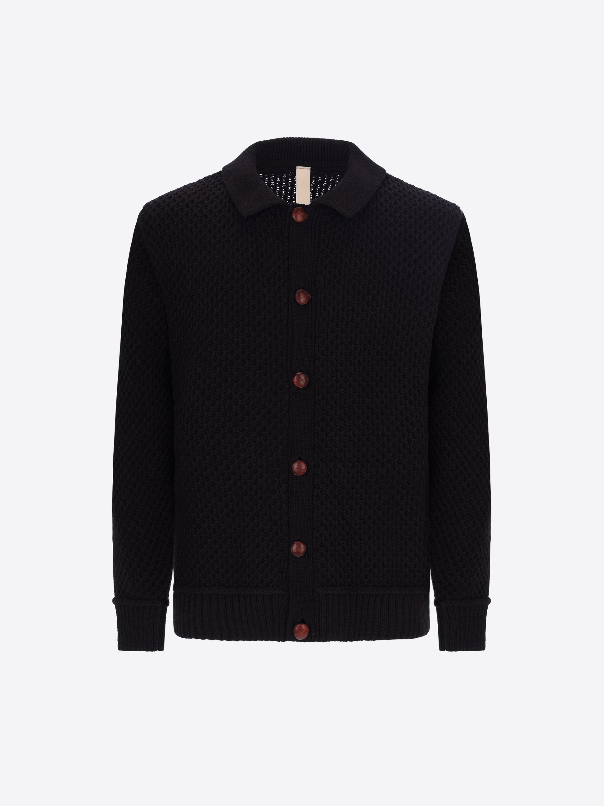 Distretto12 Vermeer Blue Wool-Blend Cable-Knit Cardigan - Product Still Life
