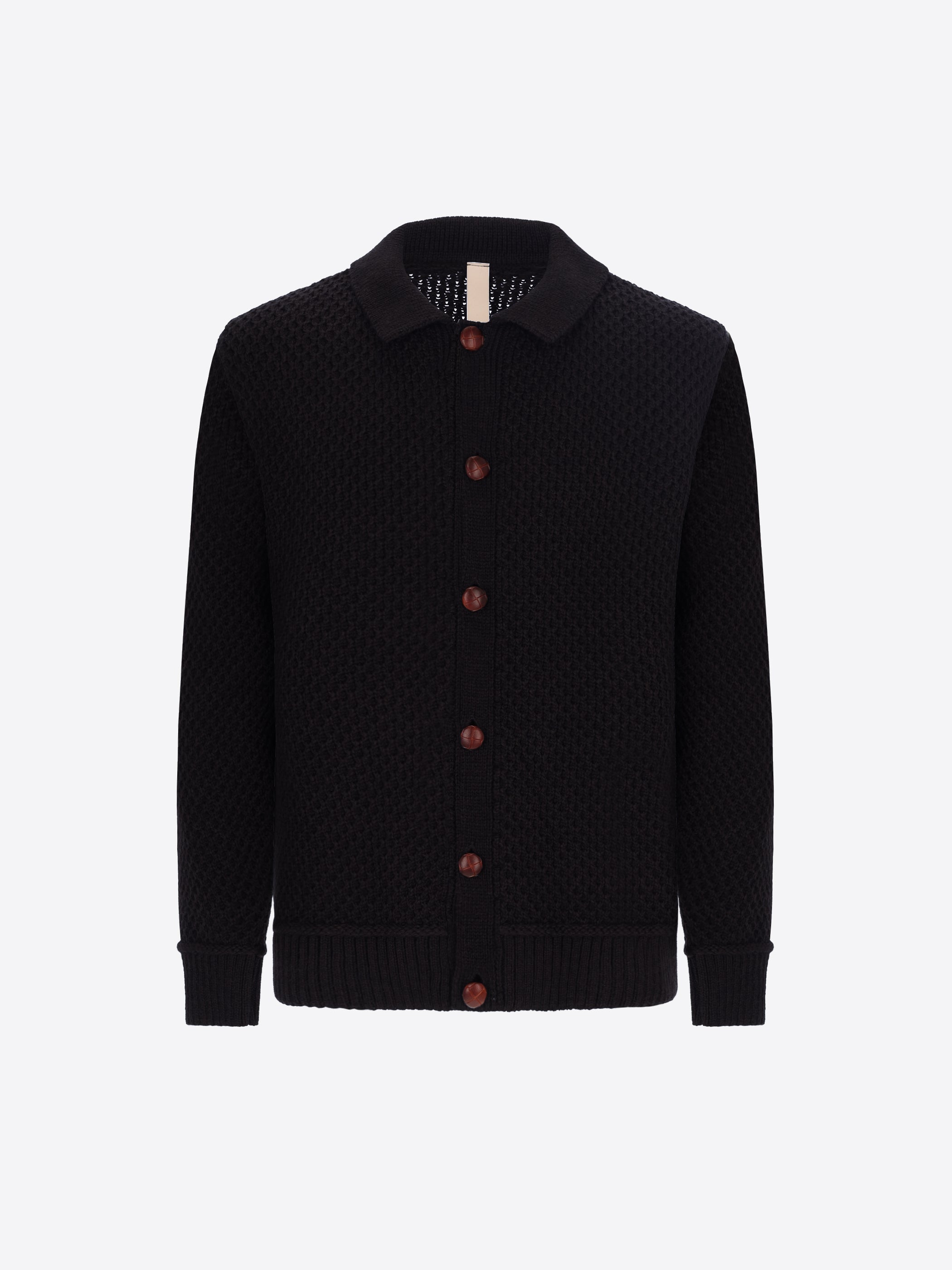 Distretto12 Vermeer Blue Wool-Blend Cable-Knit Cardigan - Product Still Life