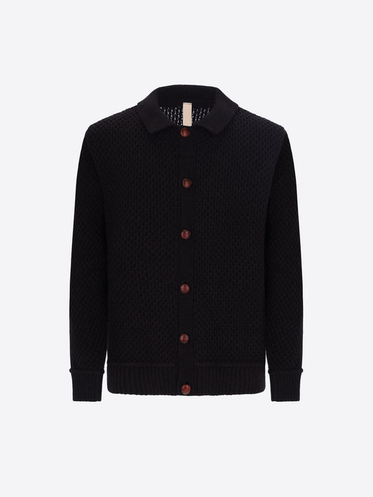 Distretto12 Vermeer Blue Wool-Blend Cable-Knit Cardigan - Product Still Life