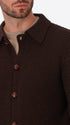 Vermeer Brown Wool-Blend Cable-Knit Cardigan - Close-Up Of The Collar