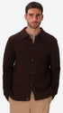 Vermeer Brown Wool-Blend Cable-Knit Cardigan - Model Front View
