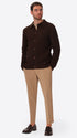 Vermeer Brown Wool-Blend Cable-Knit Cardigan - Model Full Body Shot