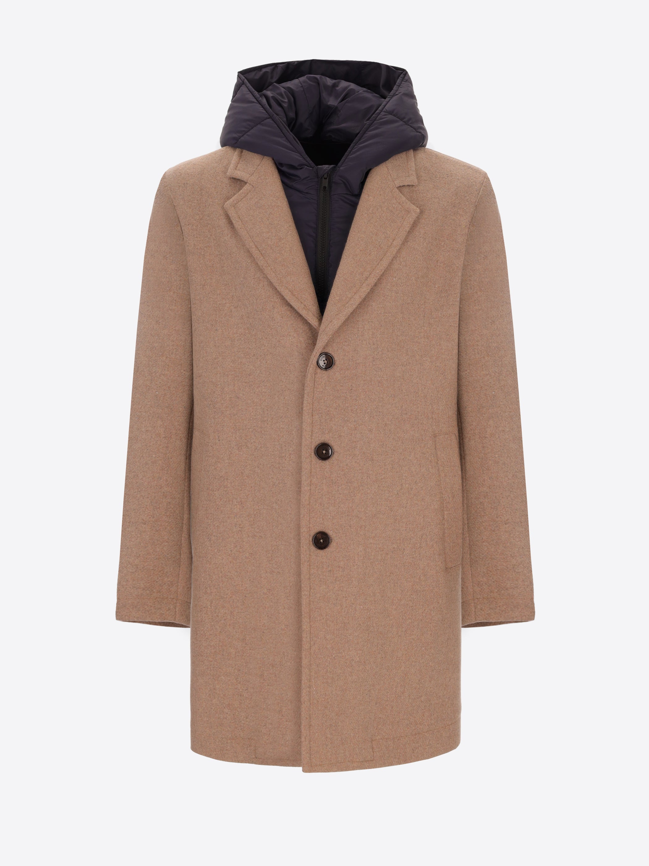 Cappotto Miró in Panno Misto Lana con Pettorina Staccabile