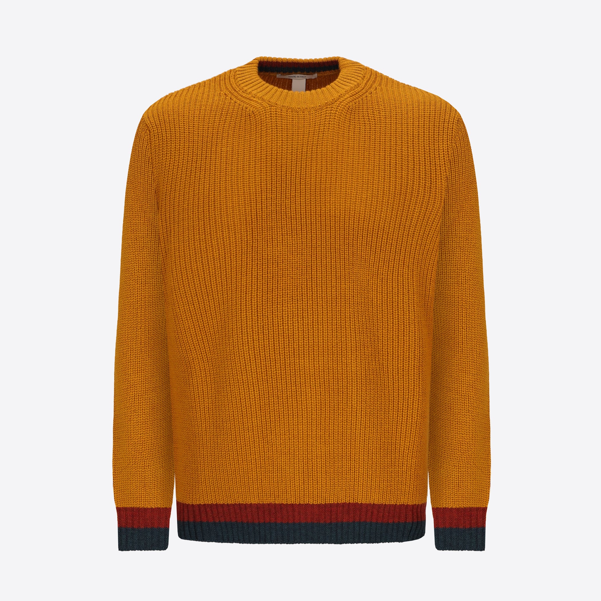 Distretto12 Ochre Wool-Blend English Rib Sweater Guttuso - Product Still Life