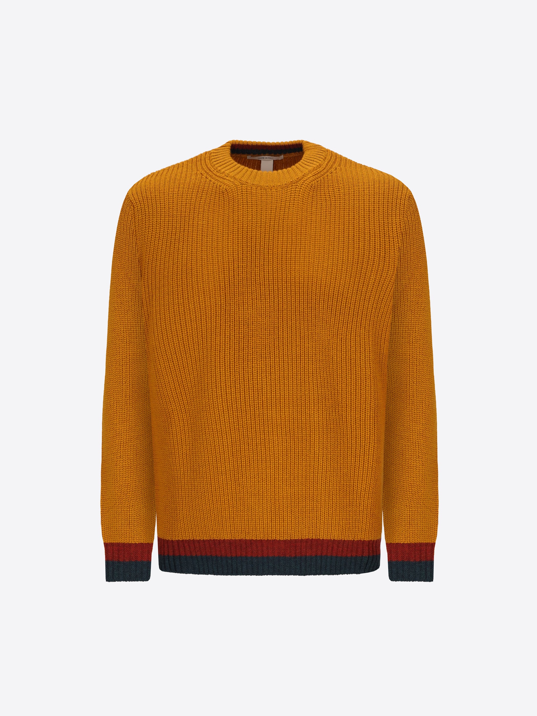 Distretto12 Ochre Wool-Blend English Rib Sweater Guttuso - Product Still Life