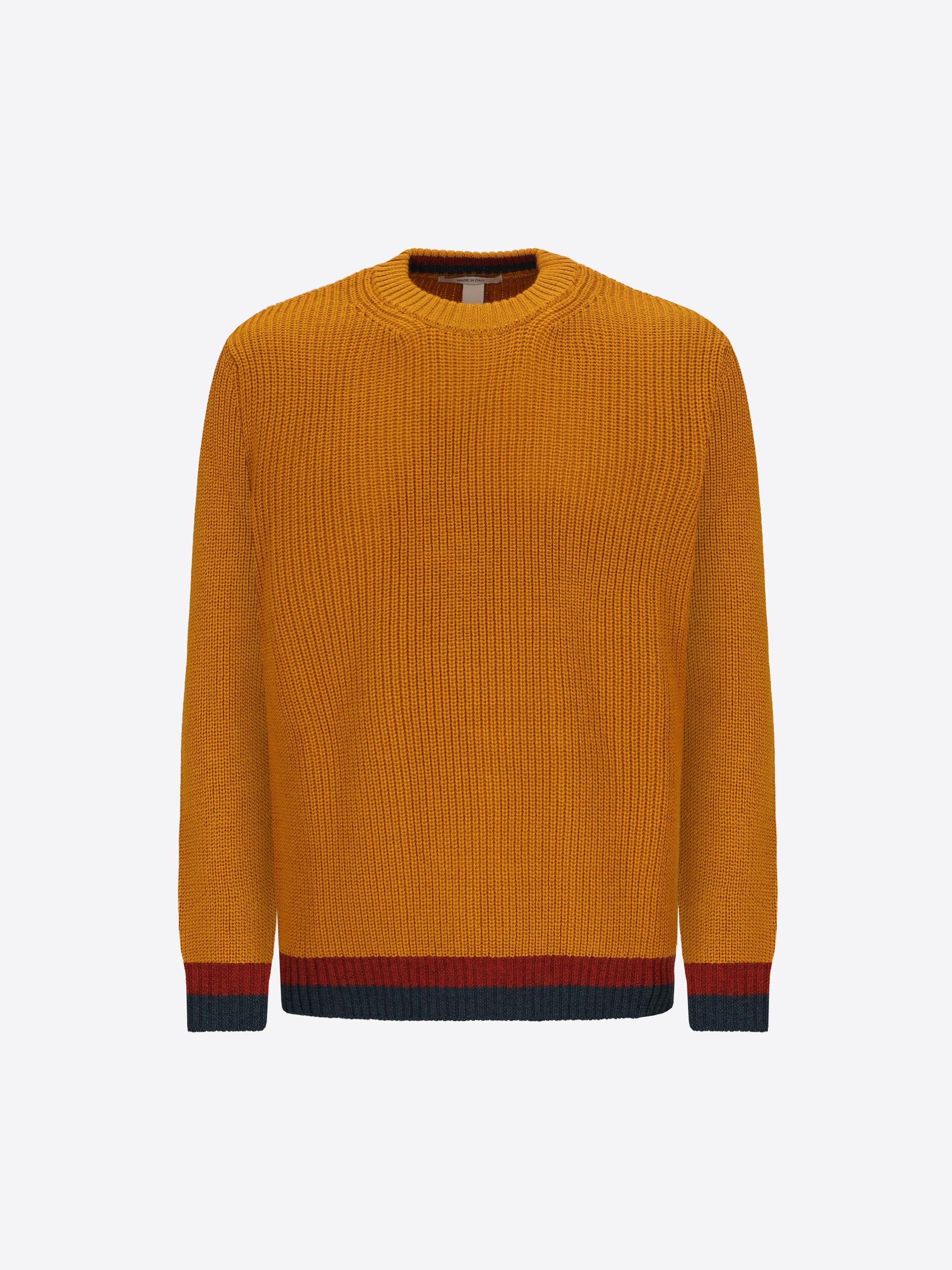 Distretto12 Ochre Wool-Blend English Rib Sweater Guttuso - Product Still Life