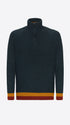 Distretto12 Petrol Blue Wool-Blend English Rib Zip Turtleneck Sweater Guttuso - Product Still Life