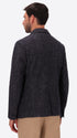 Donatello Blue Wool-Blend Herringbone Jacket - Model Back View