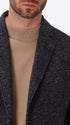 Donatello Blue Wool-Blend Herringbone Jacket - Close-Up Of The Collar