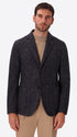 Donatello Blue Wool-Blend Herringbone Jacket - Model Front View