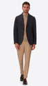 Donatello Blue Wool-Blend Herringbone Jacket - Model Full Body Shot