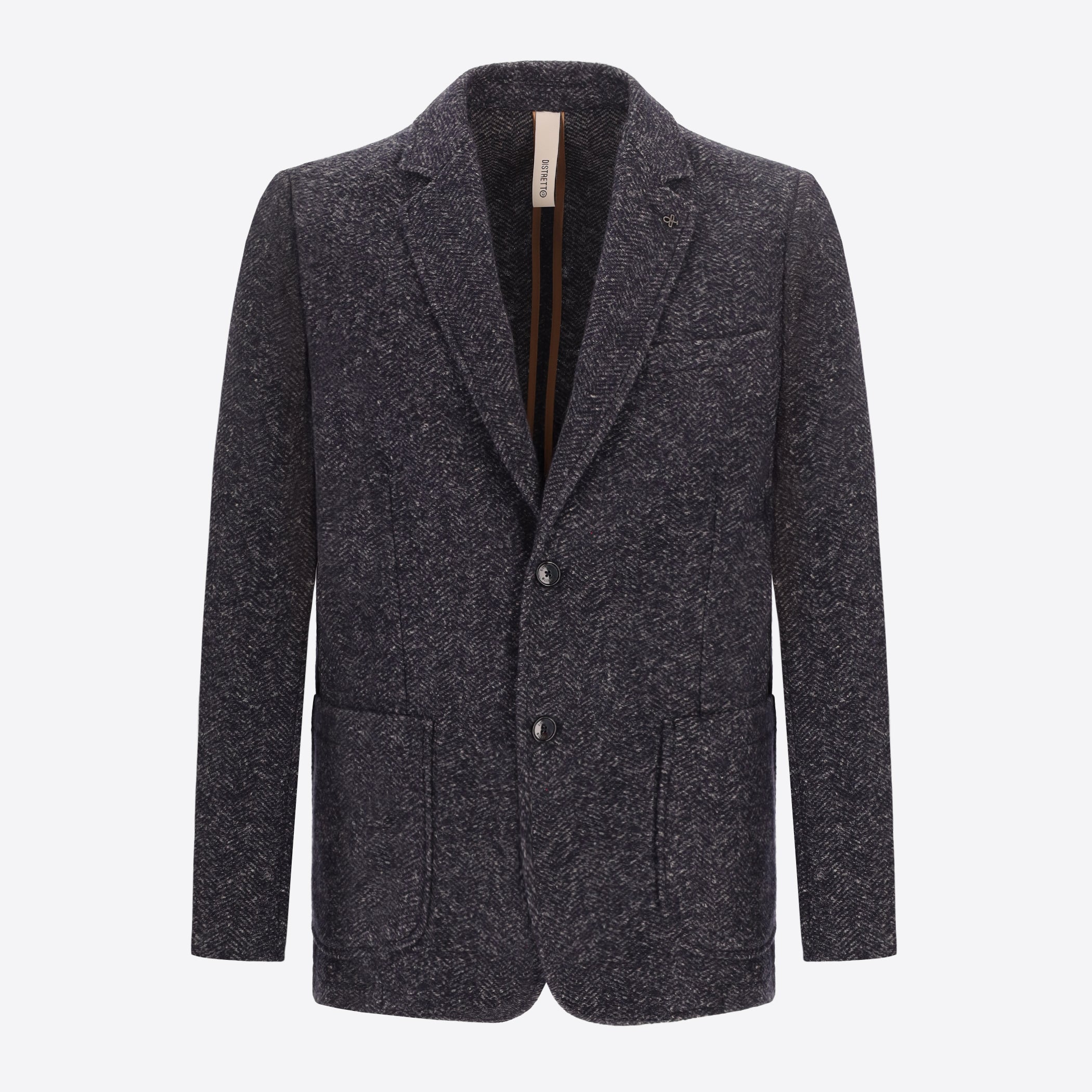 Distretto12 Donatello Blue Wool-Blend Herringbone Jacket - Product Still Life