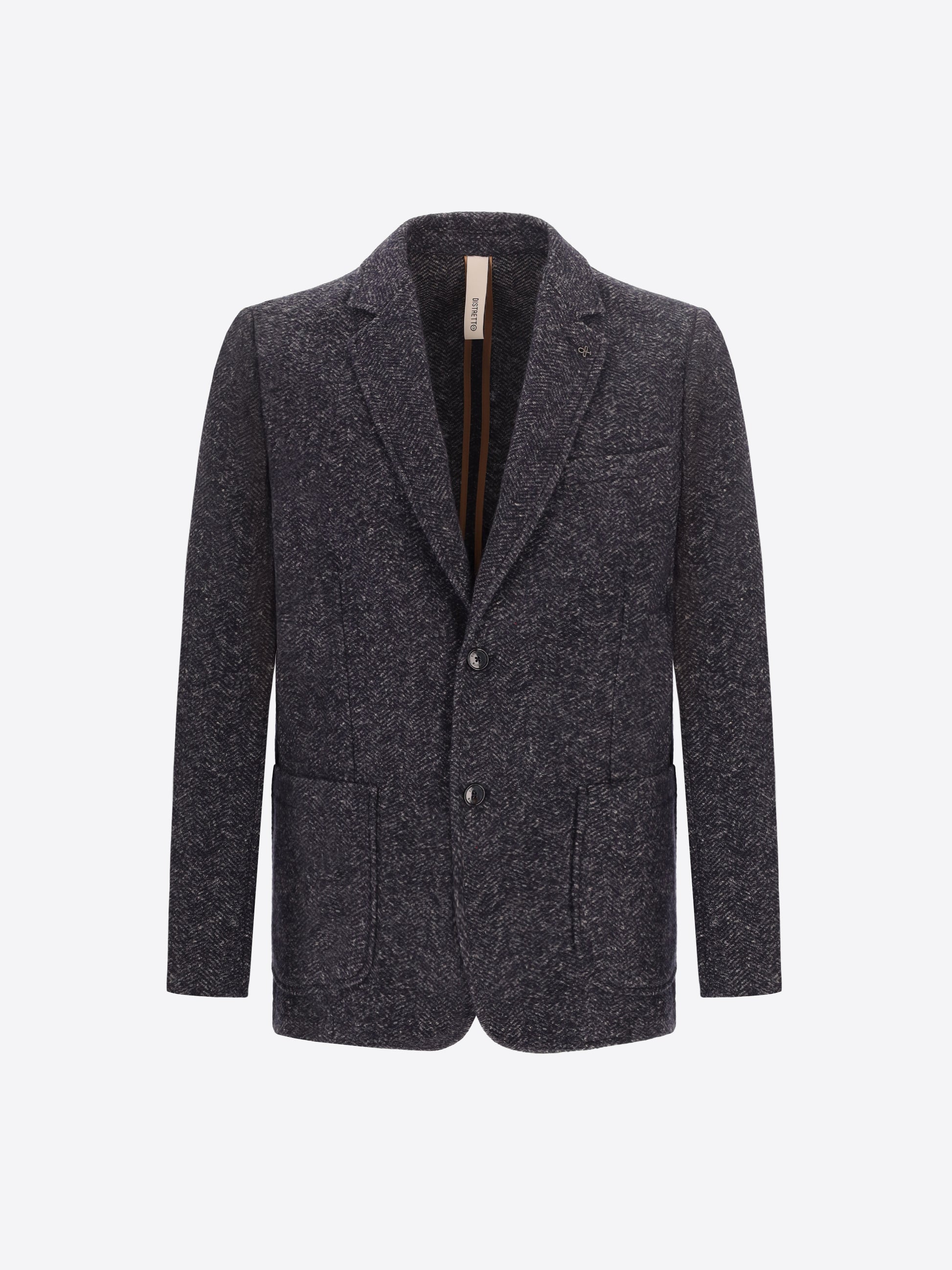 Distretto12 Donatello Blue Wool-Blend Herringbone Jacket - Product Still Life