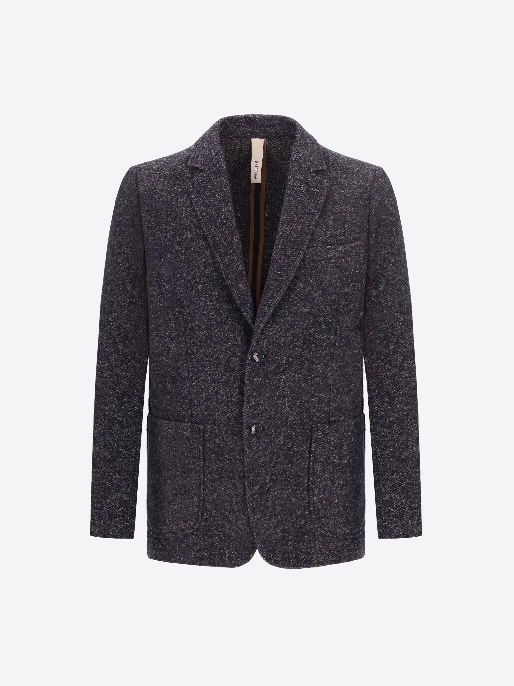 Distretto12 Donatello Blue Wool-Blend Herringbone Jacket - Product Still Life