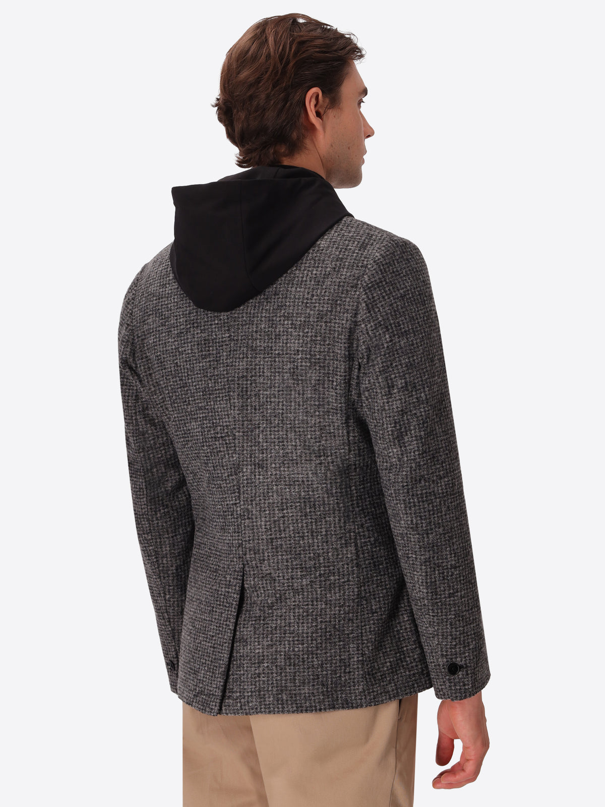 Woll-Mix-Hahnentritt-Jacke Pontormo mit abnehmbarem Latzteil