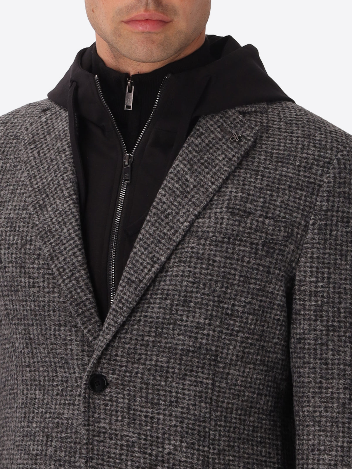 Woll-Mix-Hahnentritt-Jacke Pontormo mit abnehmbarem Latzteil