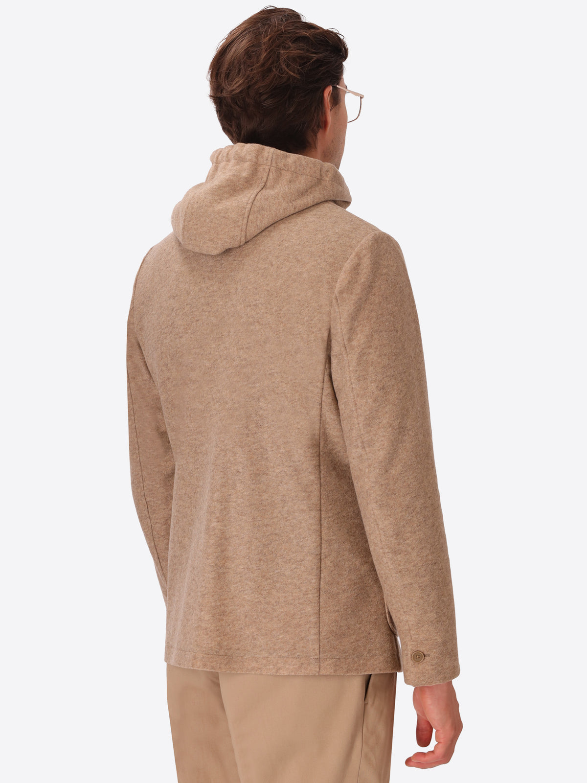 Isaia Cacha/Cacha Wool-Blend Jacket With Detachable Bib - Model Back View