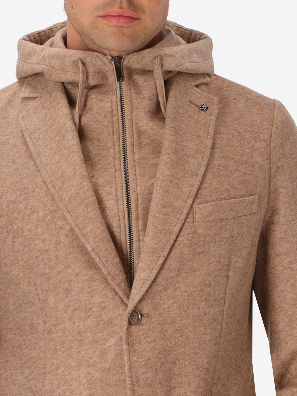 Isaia Cacha/Cacha Wool-Blend Jacket With Detachable Bib - Close-Up Of The Collar