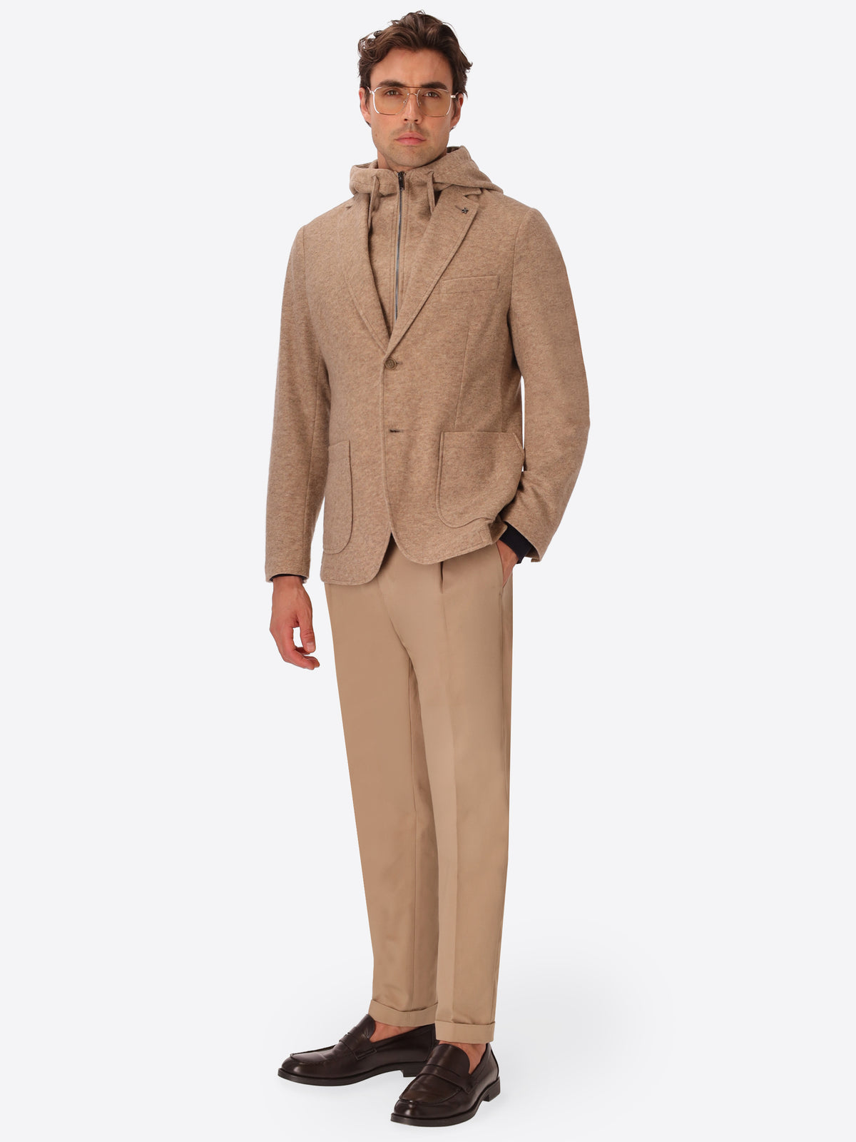 Isaia Cacha/Cacha Wool-Blend Jacket With Detachable Bib - Model Full Body Shot