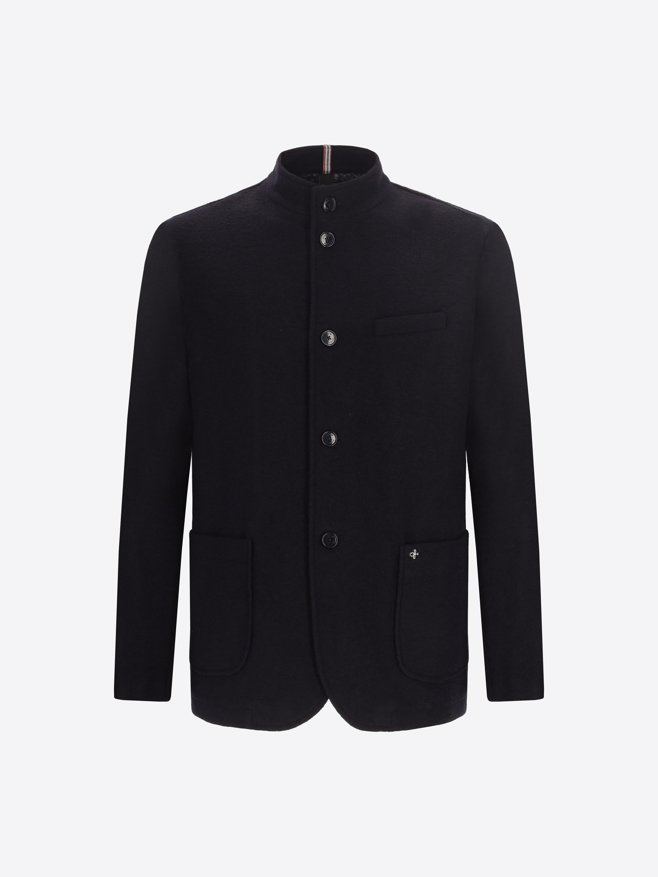Distretto12 Isaia Blue Wool-Blend Korean-Collar Jacket - Product Still Life