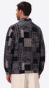 Boccioni Blue Wool-Blend Patchwork Shirt Jacket - Model Back View