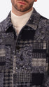 Boccioni Blue Wool-Blend Patchwork Shirt Jacket - Close-Up Of The Collar