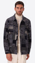Boccioni Blue Wool-Blend Patchwork Shirt Jacket - Model Front View