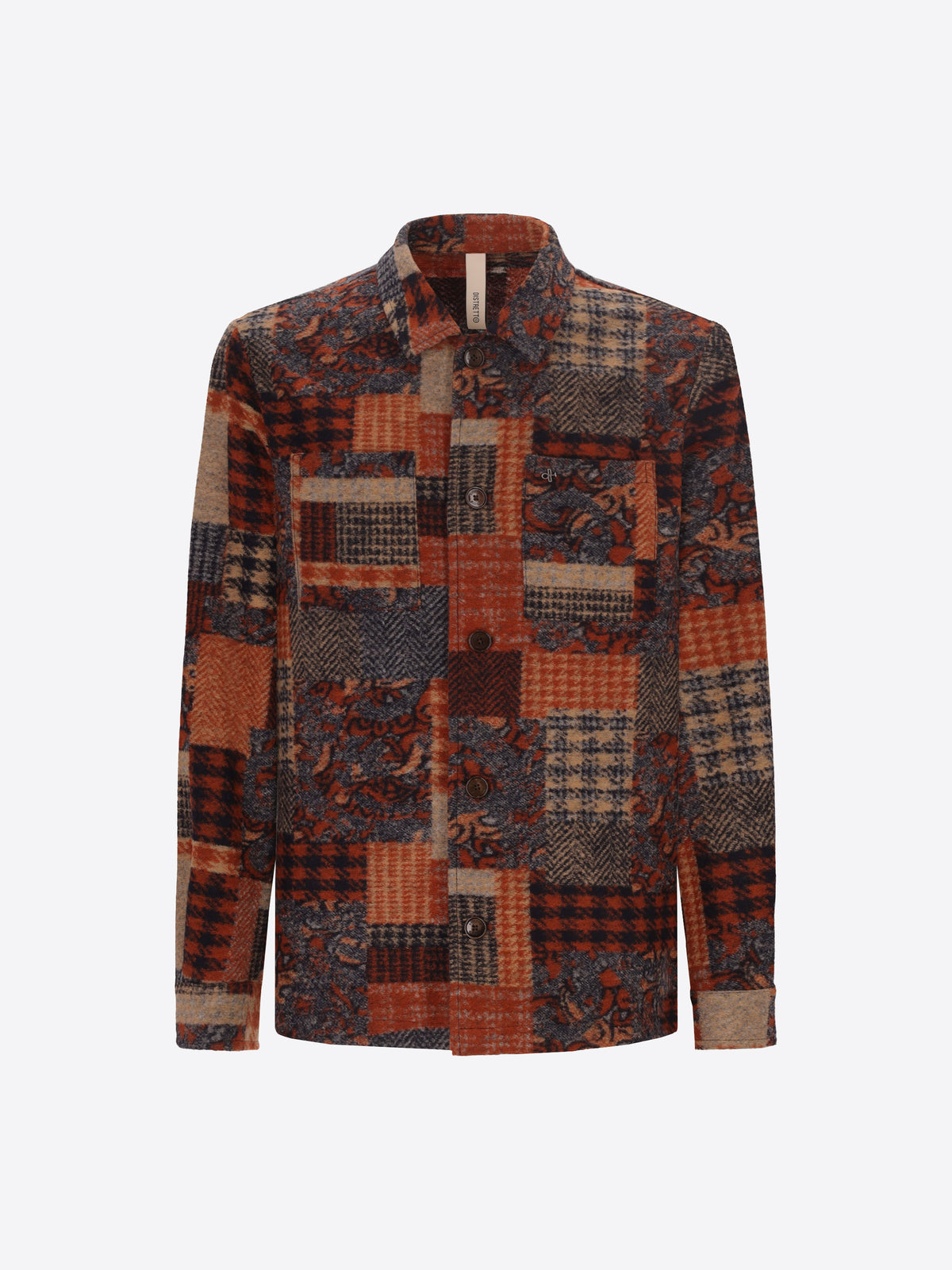 Distretto12 Boccioni Mars Wool-Blend Patchwork Shirt Jacket - Product Still Life