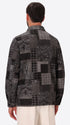 Boccioni Medium Grey Wool-Blend Patchwork Shirt Jacket - Model Back View