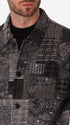 Boccioni Medium Grey Wool-Blend Patchwork Shirt Jacket - Close-Up Of The Collar