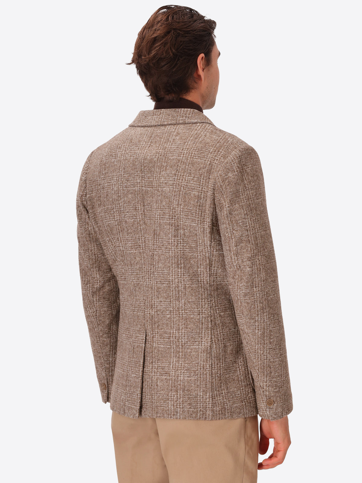 Dechirico Cacha Wool-Blend Prince-Of-Wales Check Jacket - Model Back View