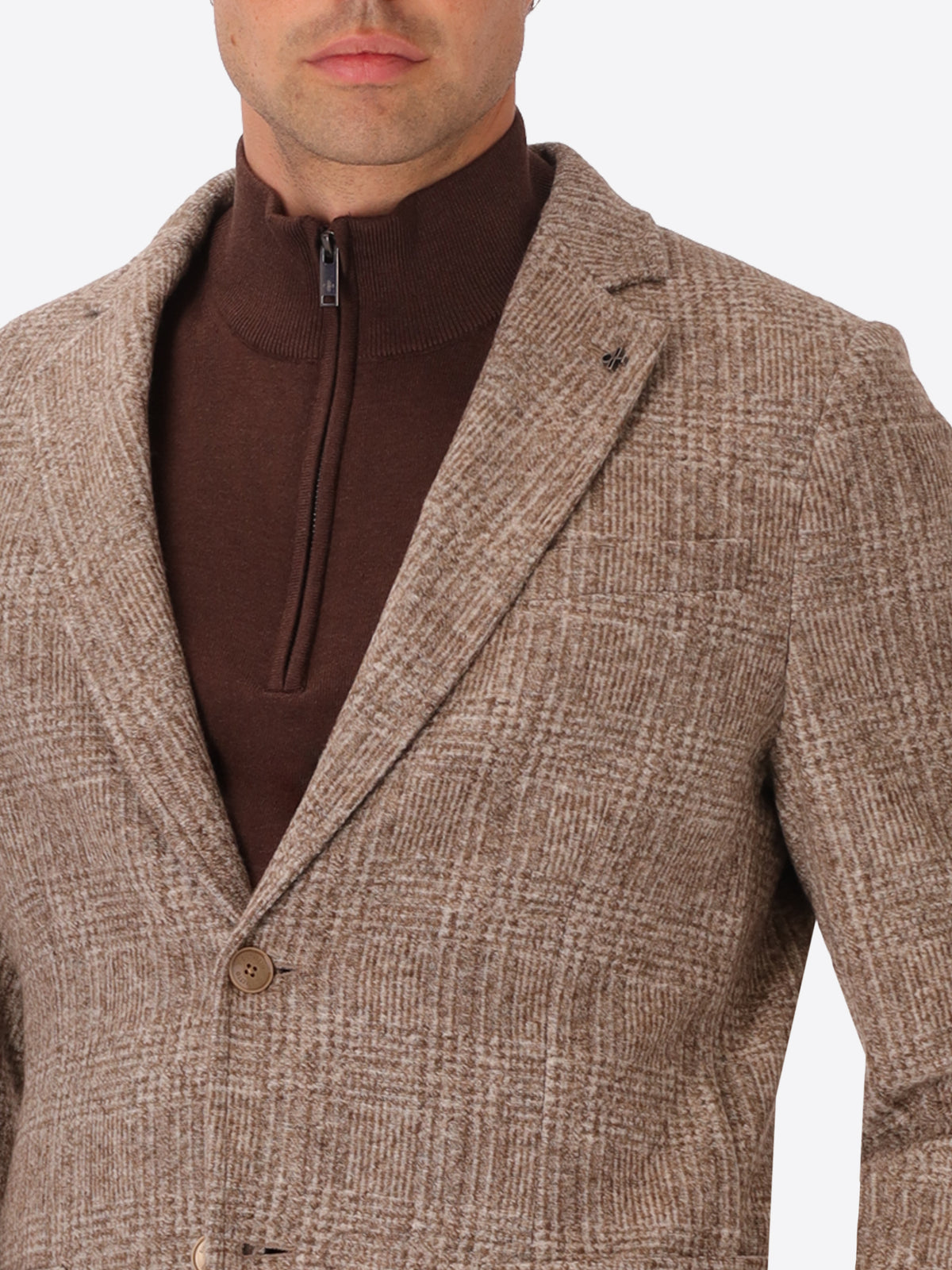 Dechirico Cacha Wool-Blend Prince-Of-Wales Check Jacket - Close-Up Of The Collar