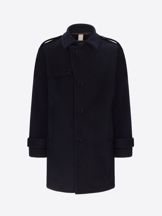 Distretto12 Coat Manchester Blue Wool-Blend Trench - Product Still Life