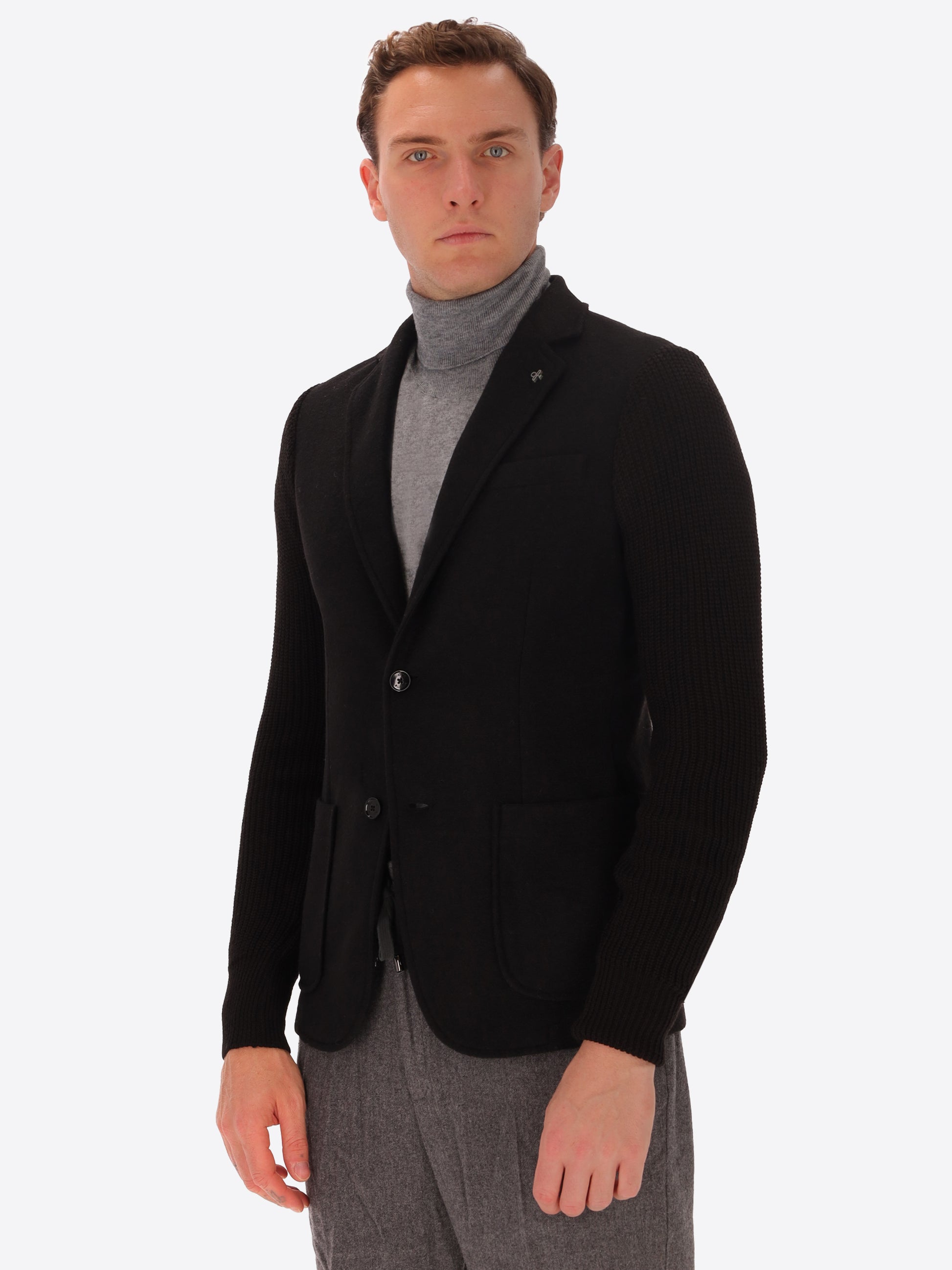 Giacca Regent in Misto Lana con Maniche in Maglia