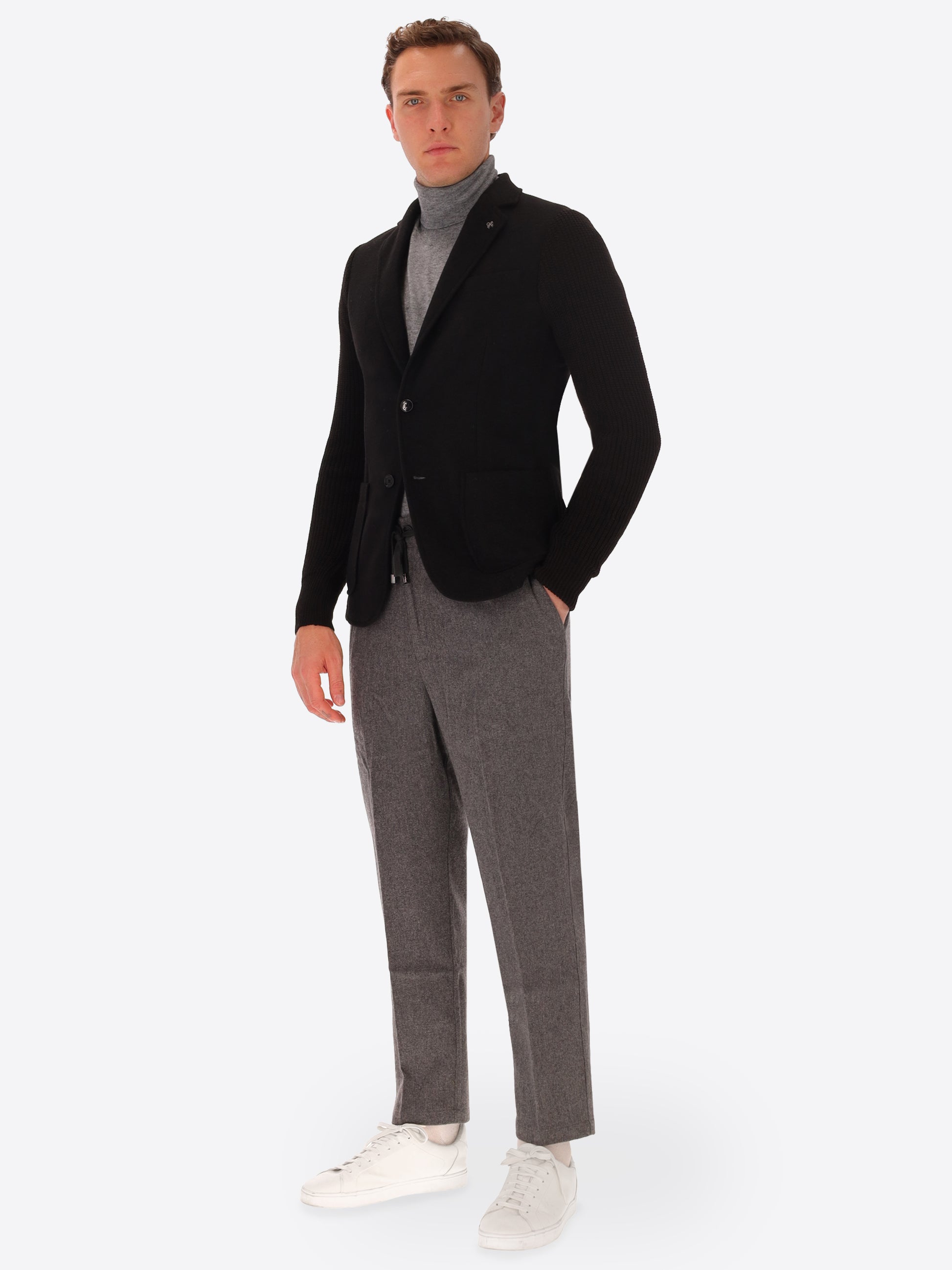 Giacca Regent in Misto Lana con Maniche in Maglia
