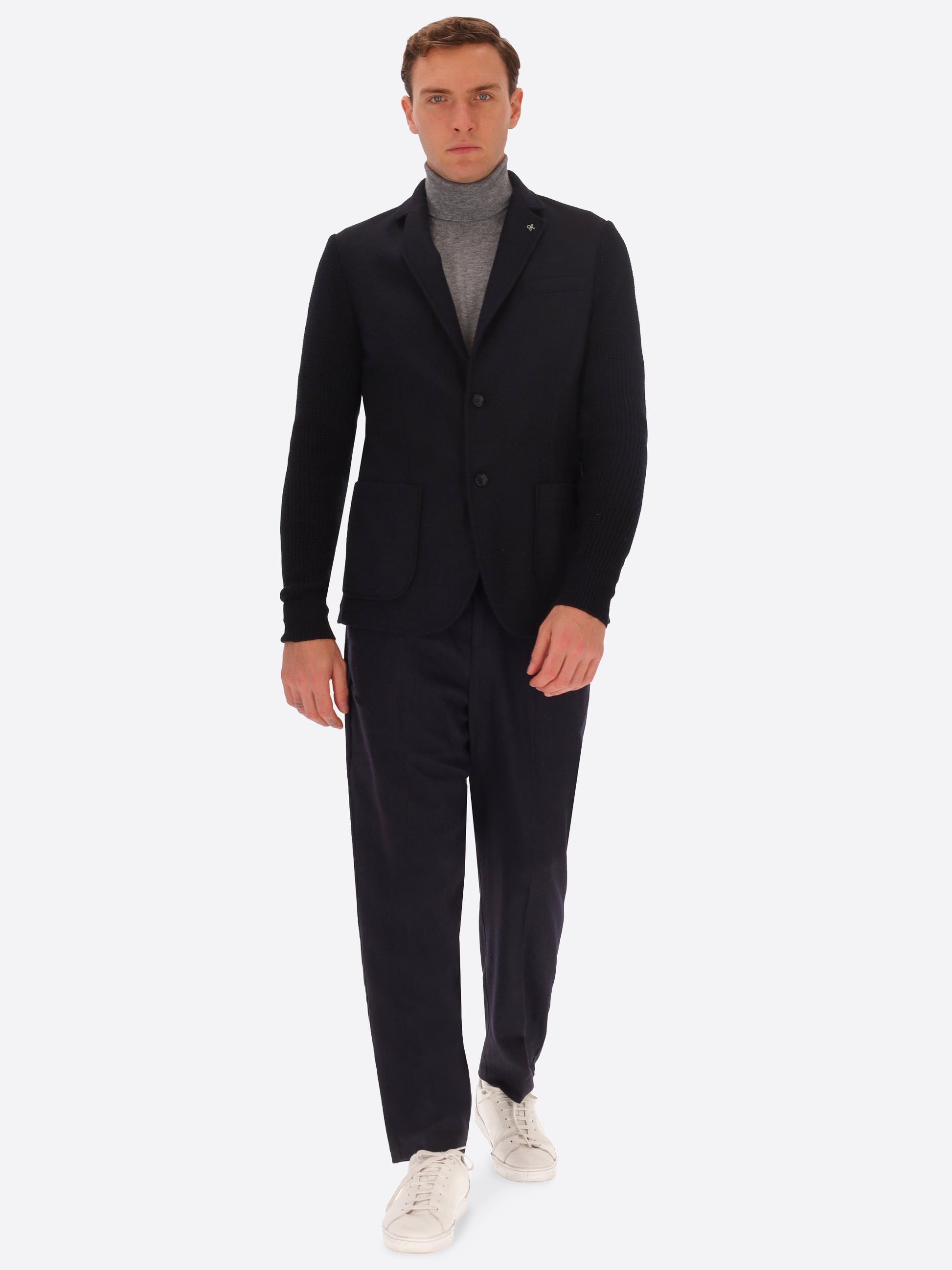 Giacca Regent in Misto Lana con Maniche in Maglia